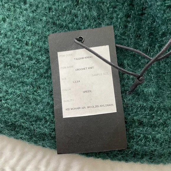 Taakk Forest Green Crochet Mohair Blend Sweater